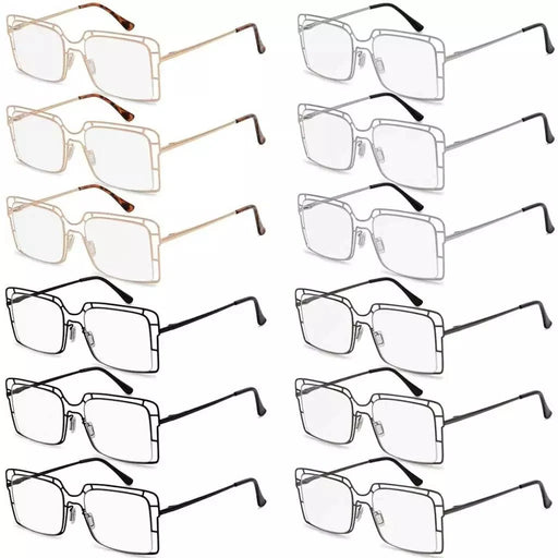eyekeeper.com 12 Pack Thin Metal Hollow Frame Reading Glasses R2301 Eyeglasses