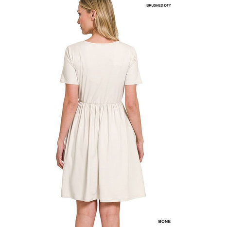 Brushed DTY Buttery Soft Fabric Surplice Dress