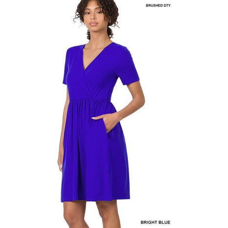 Brushed DTY Buttery Soft Fabric Surplice Dress