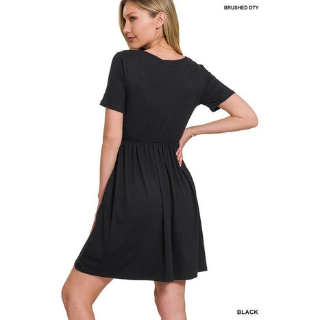 Brushed DTY Buttery Soft Fabric Surplice Dress