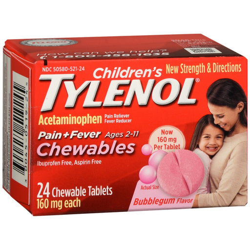 Tylenol Children's Tylenol Chewable Tablets, 160mg Acetaminophen, Bubble Gum, 24 ct Medicine & Drugs