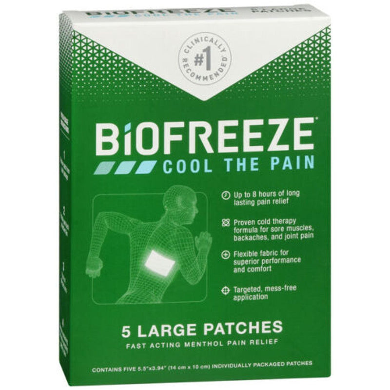 Biofreeze Biofreeze Pain Relief Patch - Large - 5 Count - 5% Menthol Cooling Formula Heating Pads