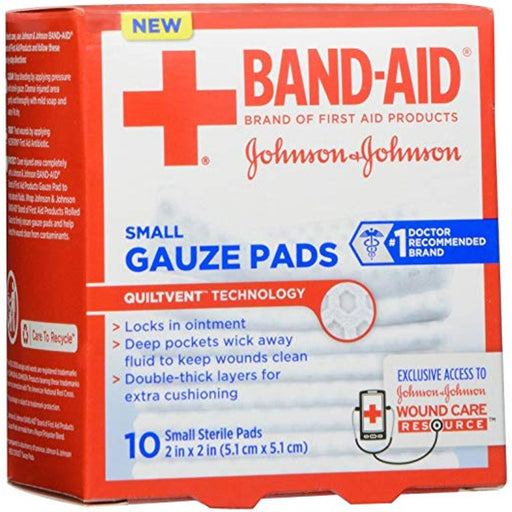 Band-Aid Brand Band-Aid® Brand Cushion-Care Gauze Pads, Small 2" x 2", 10 Count First Aid Lavender