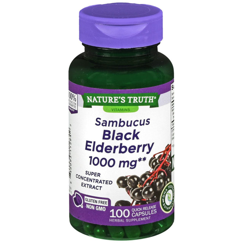 Nature's Truth Nature's Truth Sambucus Black Elderberry, 1,000 Mg, 100 Quick Release Capsules Vitamins & Supplements