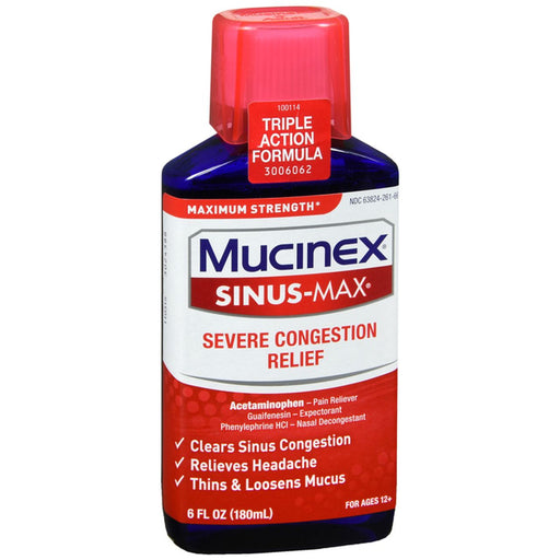 Mucinex Mucinex Adult Liquid Severe Congestion & Pain Relief 6 Oz Respiratory Care White Smoke