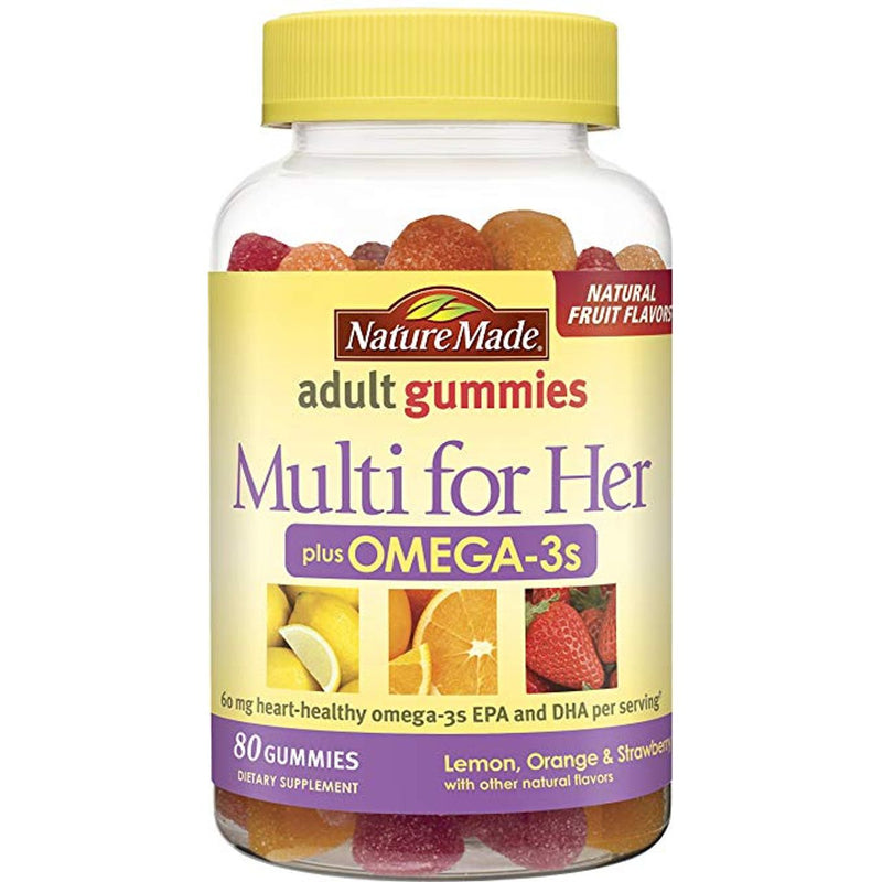 Nature Made Nature Made Multi For Her + Omega-3 Gummies Multivitamin Strawberry, Lemon & Orange Flavors Vitamins & Supplements