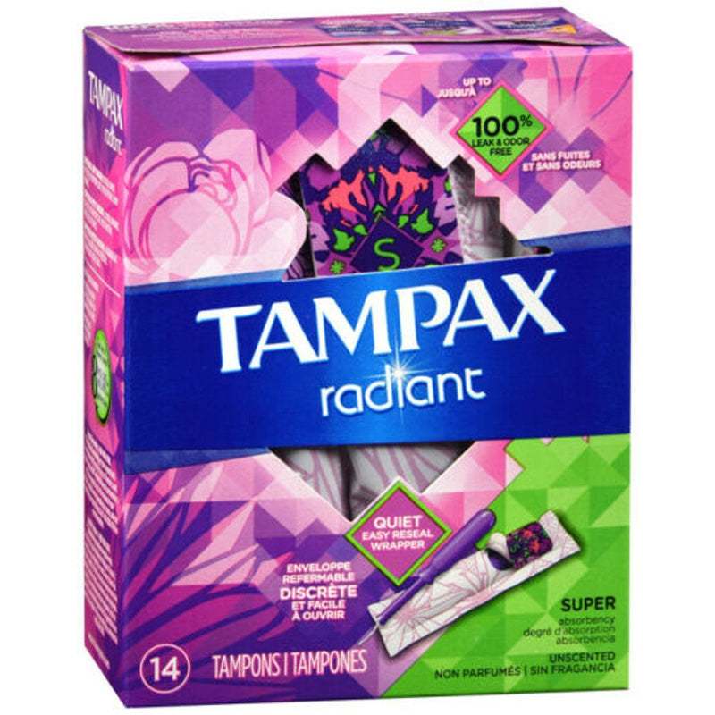Tampax Tampax Radiant Tampons With Leak Guard Braid, Super Absorbency, Unscented Tampons