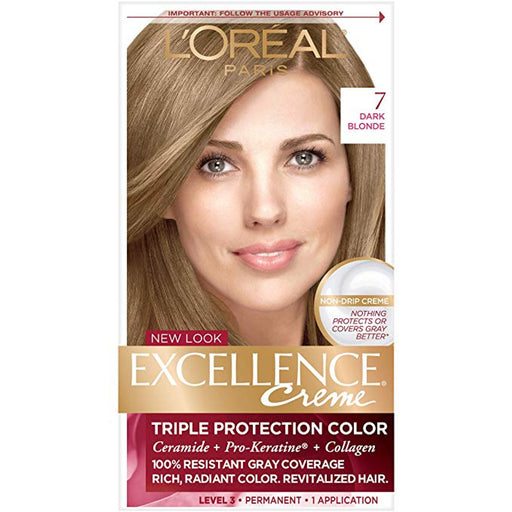 Excellence Excellence L'Oreal Paris Créme Permanent Triple Protection Hair Color, 7 Dark Blonde, 1 Kit Hair Color