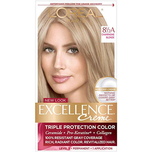 Excellence Excellence L'Oreal Paris Créme Permanent Triple Protection Hair Color, 8.5A Champagne Blonde, 1 Kit Hair Color