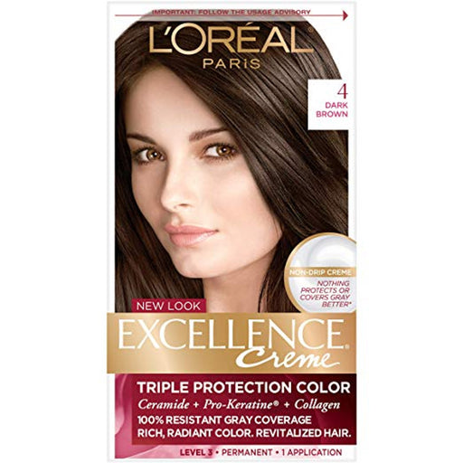 Excellence Excellence L'Oreal Paris Triple Protection Permanent Hair Color - 4 Dark Brown - 1 Kit Hair Color