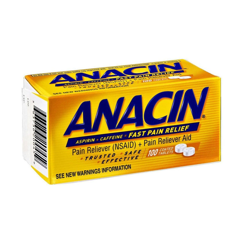 Anacin Anacin Aspirin 400mg Caffeine 32mg Pain Reliever & Aid Fast Relief Tablets 100ct Health & Beauty