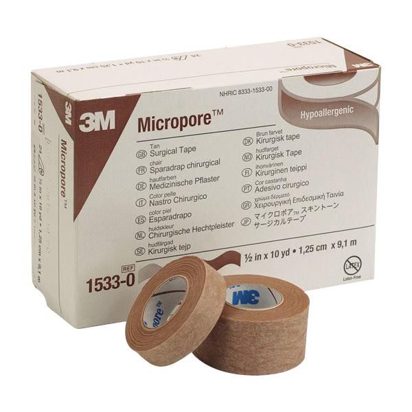 3M 3M Micropore Surgical Paper Tape, Tan, 2 Inch x 10 Yards, Box of 6 Medical Tape & Bandages