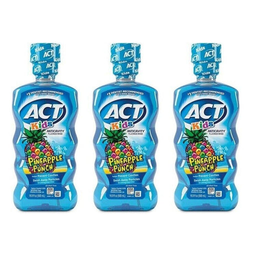 ACT ACT Fluoride Rinse, Anticavity, Alcohol Free, Pineapple Punch, Kids 16.9 Oz Mouthwash