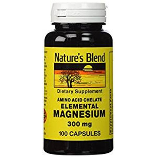 Nature's Blend Nature's Blend Elemental Magnesium (Amino Acid Chelate) – 300 mg – 100 Capsules Vitamins & Supplements