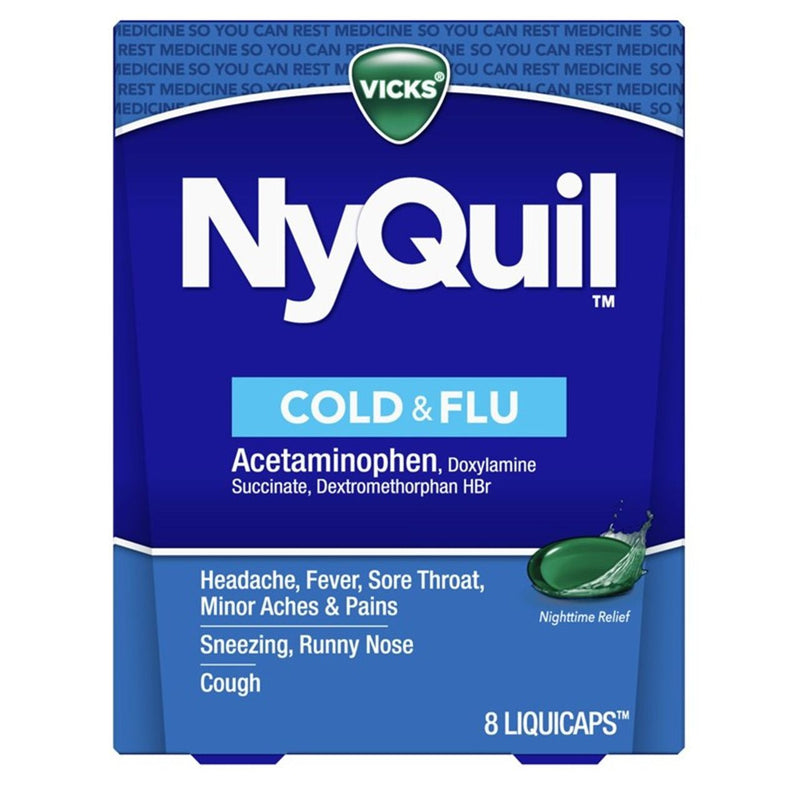 Vicks Vicks® NyQuil™ Cold &amp; Flu Nighttime Relief – LiquiCaps Medicine & Drugs