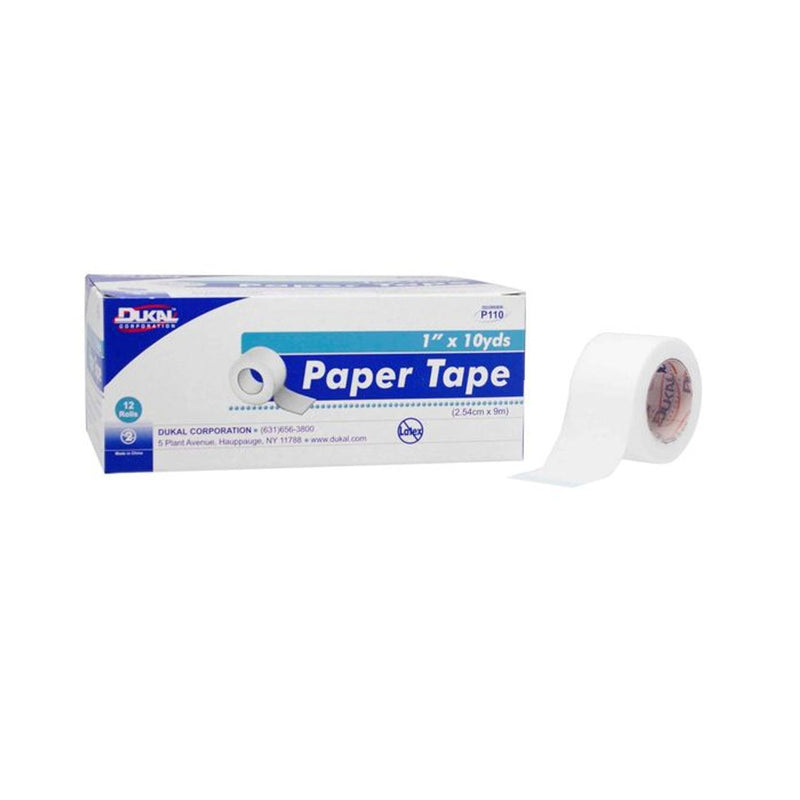 Dukal Dukal Paper Tape Non-Sterile 1" X 10 Yds 12 Count #P110 First Aid