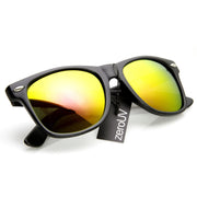 zeroUV Flat Matte Black Mirrored Polarized Lens Horned Rim Sunglasses 8030 Sunglasses