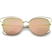 zeroUV Women's Modern Flat Lens Cat Eye Metal Sunglasses A323 Sunglasses