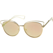 zeroUV Women's Modern Flat Lens Cat Eye Metal Sunglasses A323 Sunglasses