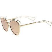 zeroUV Women's Modern Flat Lens Cat Eye Metal Sunglasses A323 Sunglasses