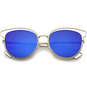 zeroUV Women's Modern Flat Lens Cat Eye Metal Sunglasses A323 Sunglasses