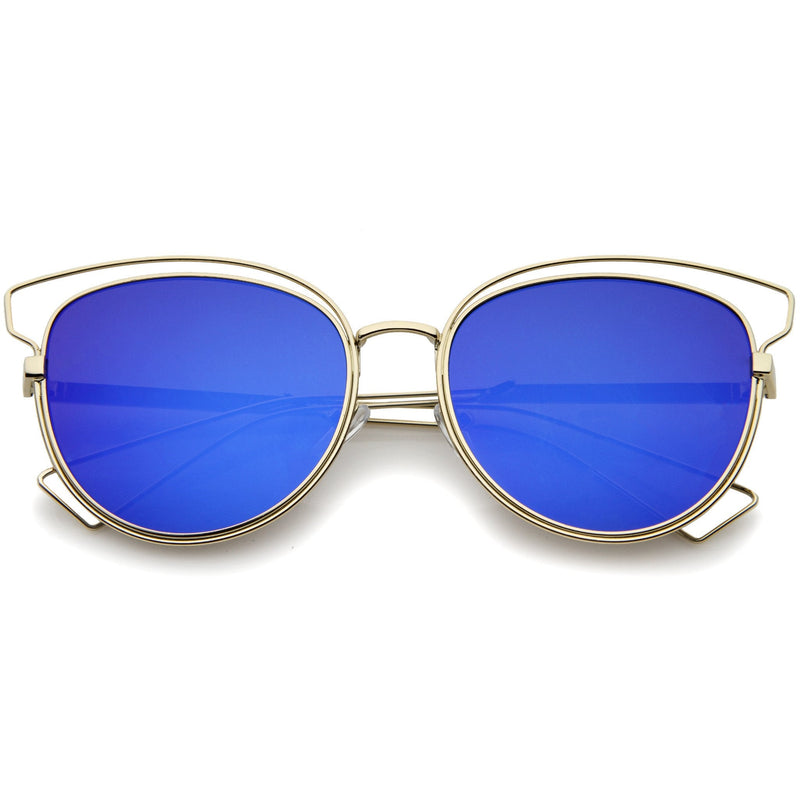 zeroUV Women's Modern Flat Lens Cat Eye Metal Sunglasses A323 Sunglasses