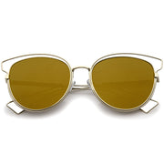 zeroUV Women's Modern Flat Lens Cat Eye Metal Sunglasses A323 Sunglasses