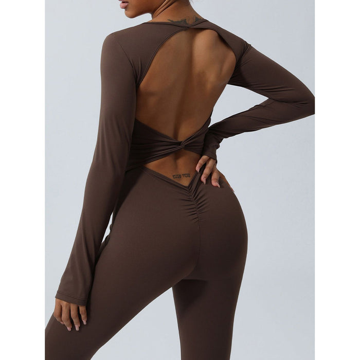 Twisted Backless Long Sleeve Jumpsuit