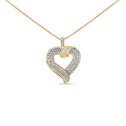 Bids.com 14K Yellow Gold Plated .925 Sterling Silver 1.00 Cttw Baguette Diamond Composite Open Heart 18" Inch Pendant Necklace (I-J Color, I1-I2 Clarity) Necklaces