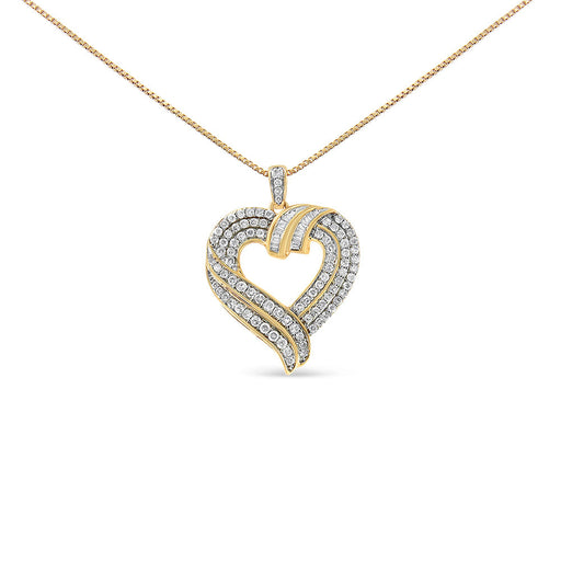 Bids.com 14K Yellow Gold Plated .925 Sterling Silver 1.00 Cttw Baguette Diamond Composite Open Heart 18" Inch Pendant Necklace (I-J Color, I1-I2 Clarity) Necklaces