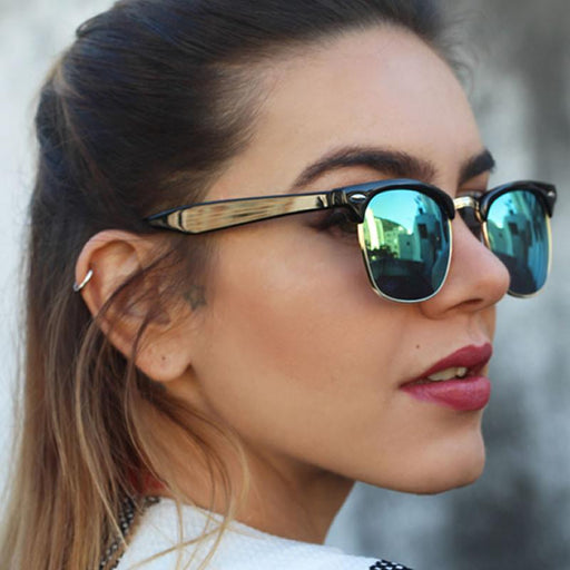 zeroUV Retro Horned Rim Half Frame Flash Mirror Lens Sunglasses 9309 Sunglasses