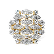 Bids.com 14K Yellow Gold 1.0 Cttw Diamond Geometric Stacked Open Cocktail Ring (I-J Color, I1-I2 Clarity) - Ring Size 7 Rings