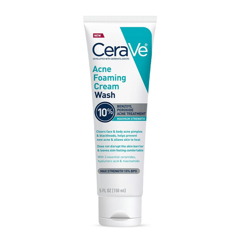 CeraVe CeraVe Cream Wash, Acne, Foaming, Maximum Strength, 10% Benzoyl Peroxide 5 Fl Oz Skin Care