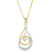 Bids.com Espira 10K Two-Tone Gold Round Cut Diamond Sparkling Spiral Pendant Necklace (1/6 cttw, J-K Color, I2-I3 Clarity) Necklaces