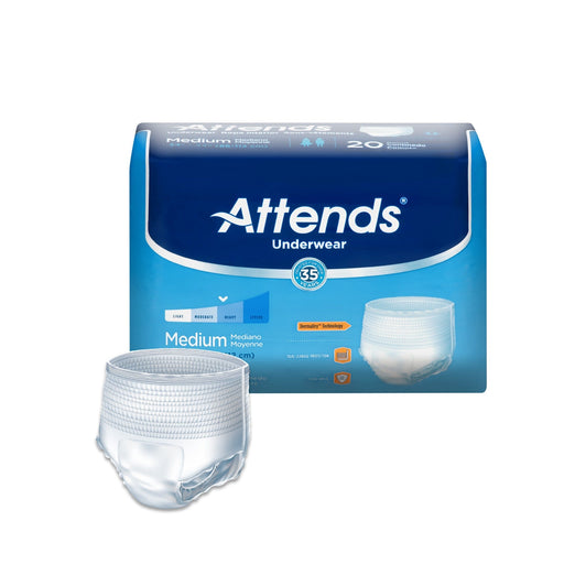 Attends Attends White Medium Adult Moderate Absorbent Underwear Underwear