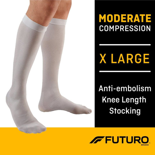 Futuro Futuro Anti-Embolism Stockings Knee High Closed Toe White X- Large 1Pr Personal Care White Smoke