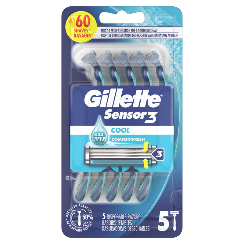 Gillette Gillette Sensor3 Cool Men's Disposable Razor, 5 Razors Personal Care Dark Slate Blue