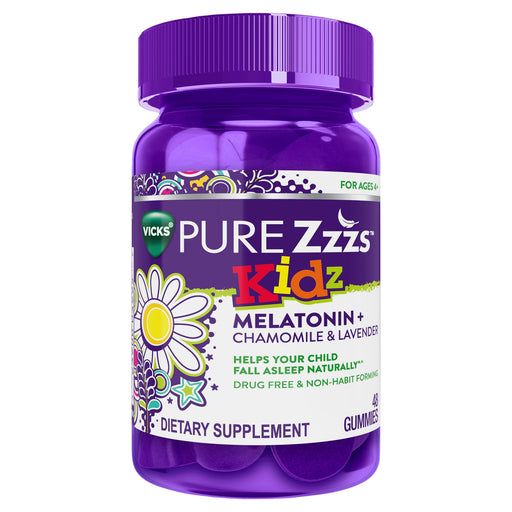Vicks Vicks Pure ZZZs Kidz Melatonin Gummies, Natural Berry, 48 Count Vitamins & Supplements