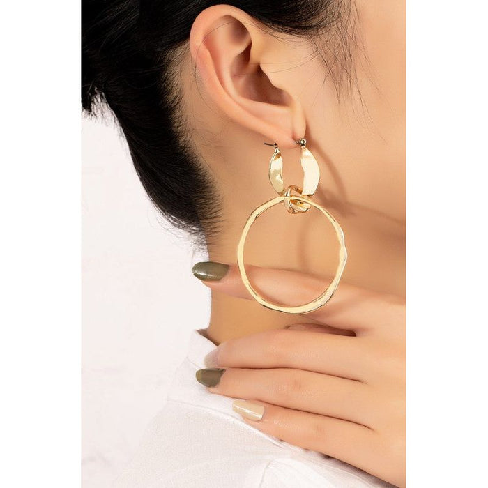 Statement hammered hoop drop earrings