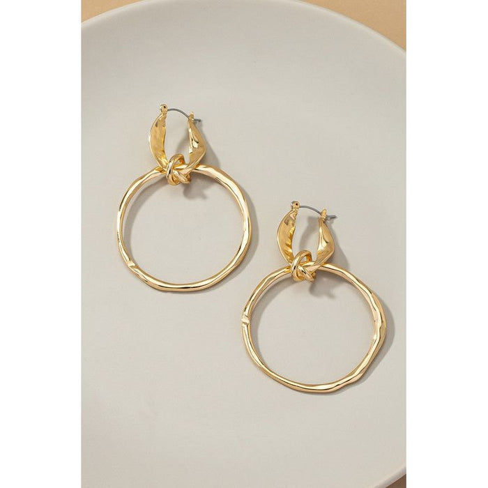 Statement hammered hoop drop earrings