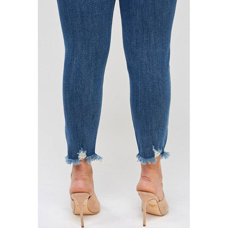 Plus Size High Rise Distressed Ankle Skinny