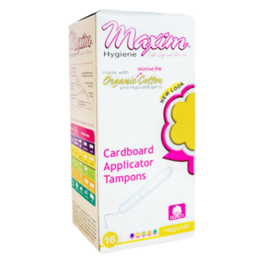 Maxim Maxim Hygiene Products Organic Cotton Cardboard Applicator Tampons Regular 16 Tampon Tampons
