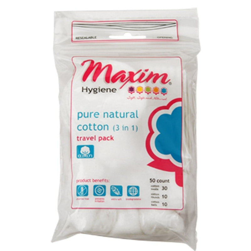 Maxim Hygiene Products Maxim Hygiene Products Cotton (3 In 1) Pure Natural Travel Pack Bath & Body