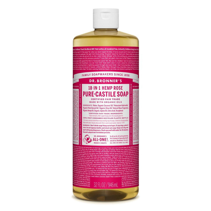 Dr. Bronner's Dr. Bronner's Organic 18-in-1 Hemp Pure Castile Liquid Soap Rose 8 Fl. Oz Vitamins & Supplements