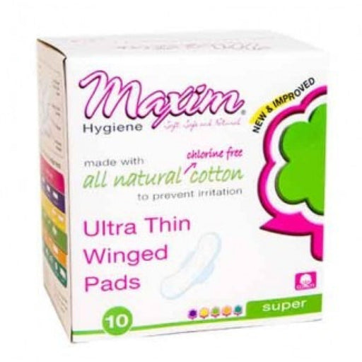 Maxim Maxim Hygiene Products Natural Cotton Ultra Thin Winged Pads Overnight 10 Pad Health & Beauty