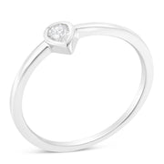 Bids.com .925 Sterling Silver 1/20 Carat Diamond Teardrop Pear-Shaped Miracle Set Petite Fashion Promise Ring (J-K Color, I1-I2 Clarity) - Size 6 Rings