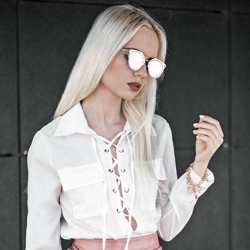 zeroUV Minimal Wire Inner Rim Flat Color Mirror Lens Sunglasses A361 Sunglasses