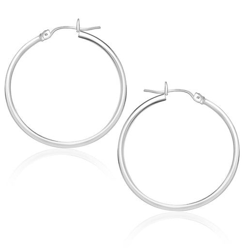 Bids.com 14k White Gold Polished Hoop Earrings (25 mm) Earrings