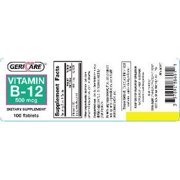 Geri-Care Vitamin B-12  Tb 500 Mcg 100 Vitamins & Supplements
