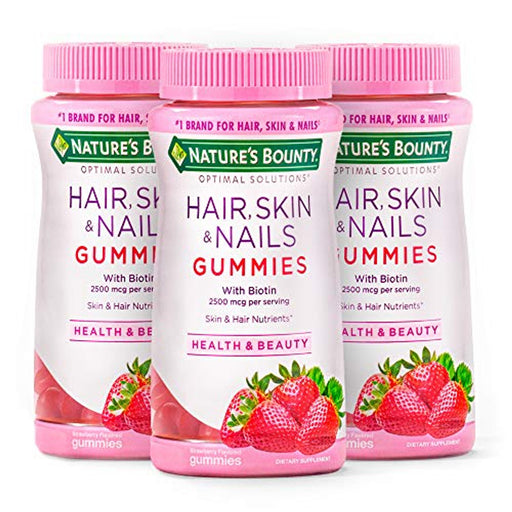 Nature's Bounty Nature's Bounty Optimal Solutions Hair, Skin & Nails Vitamin Gummies With Biotin, 2500 Mcg, Strawberry Vitamins & Supplements